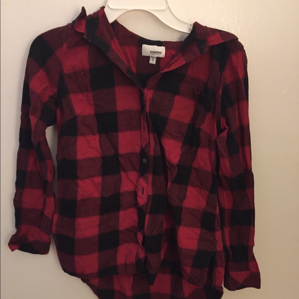 Red and black button up flannel